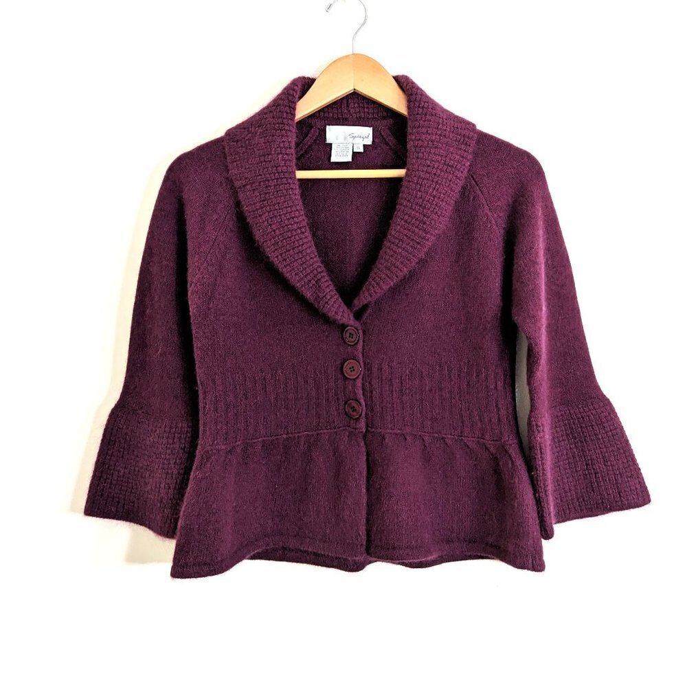 Spiegel‎  Super Soft Wool Angora Blend Bell Sleeves Sweater Burgundy Size S